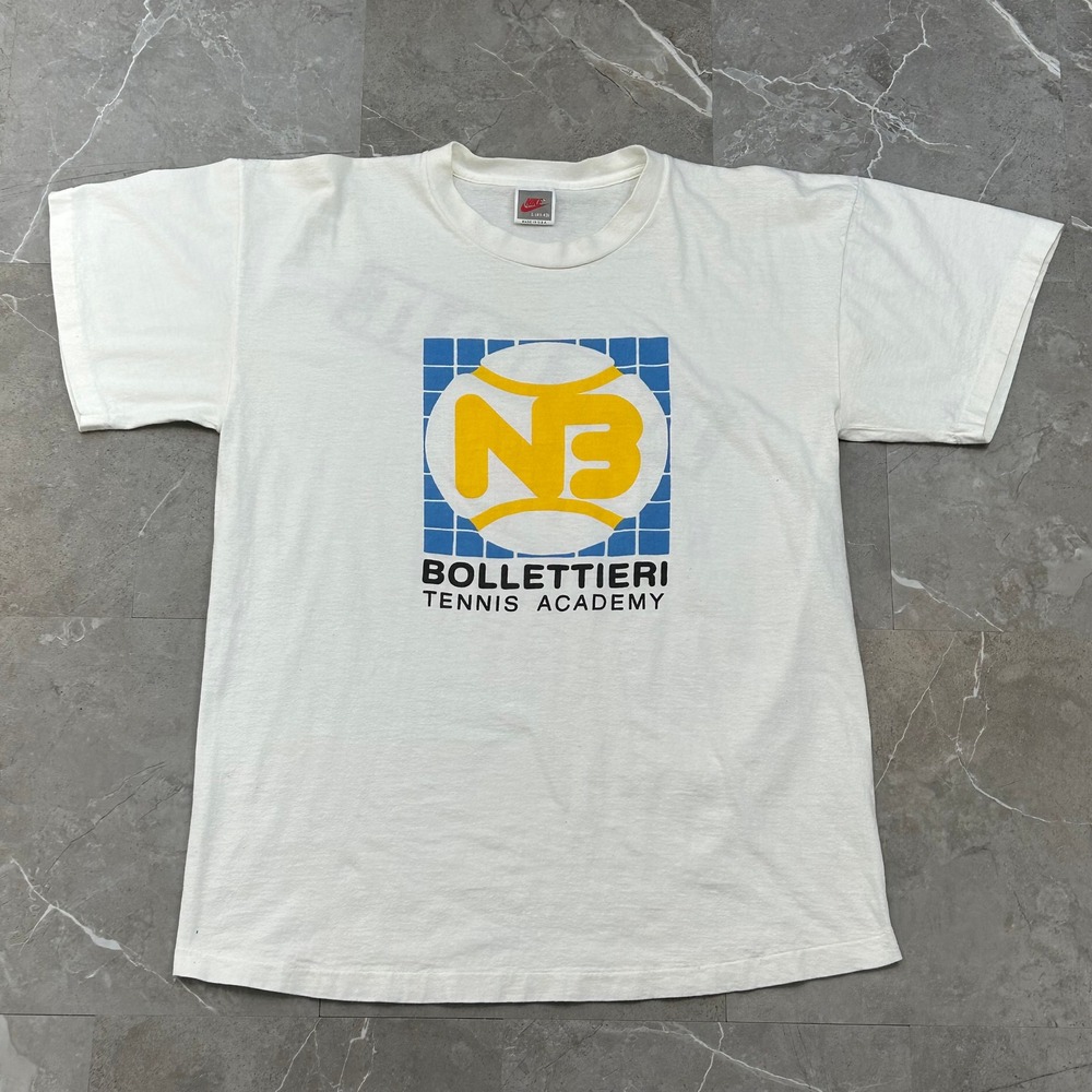 90s Vintage Nike Bollettieri Tennis Academy Graphic Tee Mens Large Andre Agassi